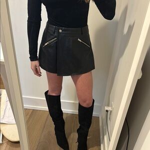 Black Leather Mini Skort